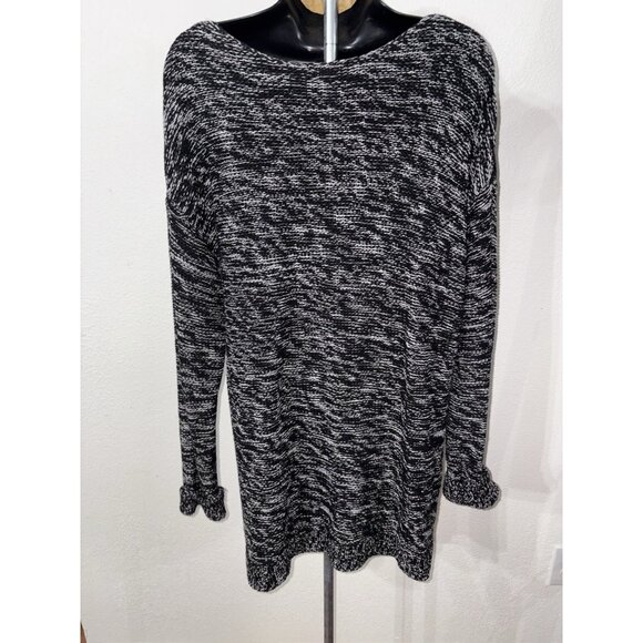 Gap Tunic Long Sleeve Sweater Women XL Black White Blended Color Knit - Picture 6 of 8